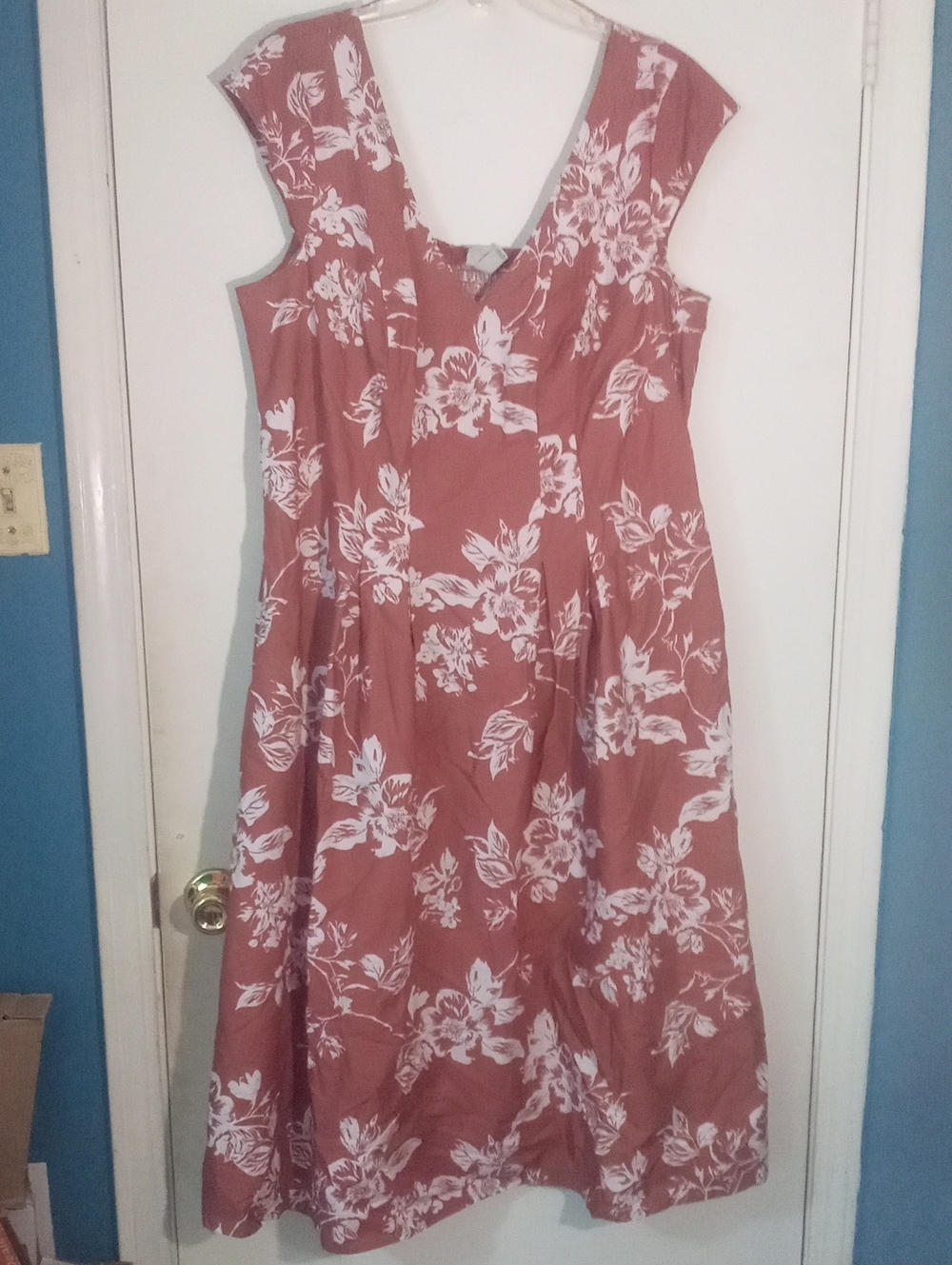 * A New Day Rust Floral V-Neck Women's Dress XXL Plus Size NWT $40